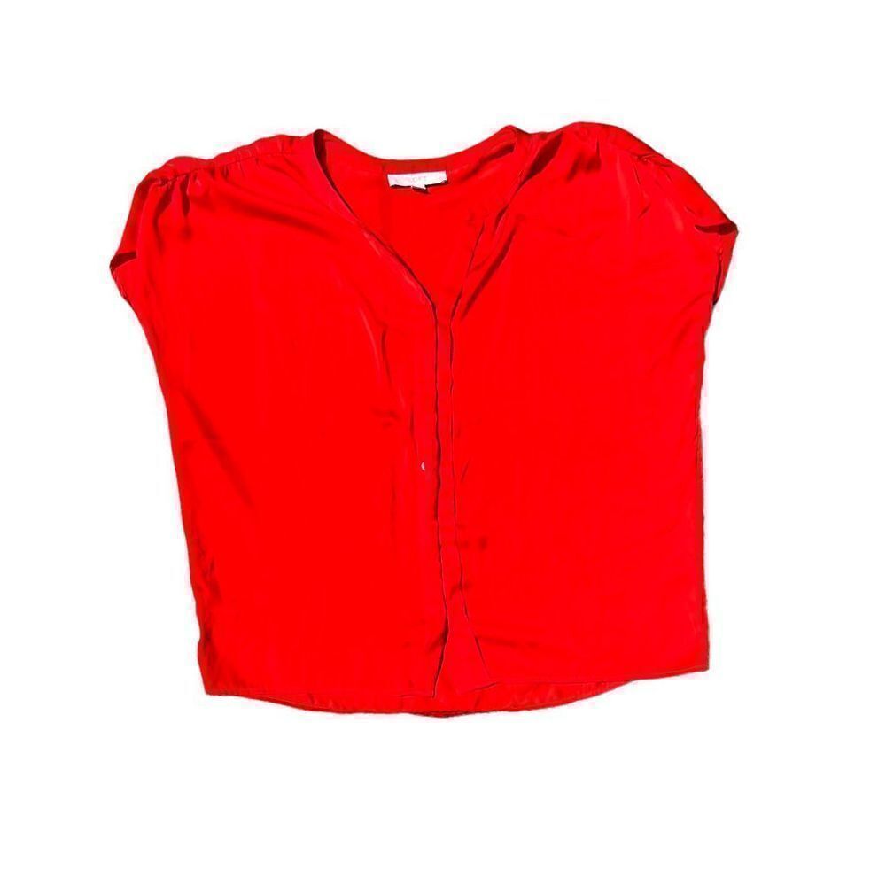 LOFT Red Blouse W/ Hidden Front Buttons Size Medium